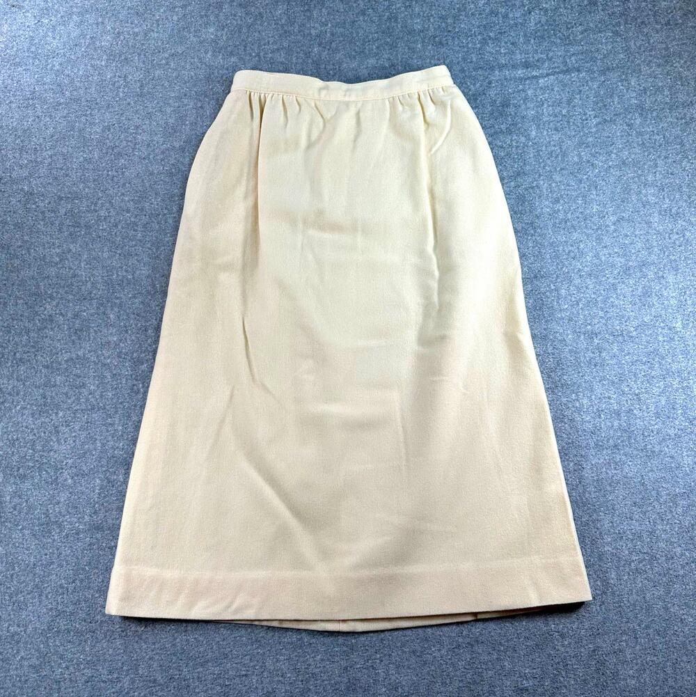 Vintage John Brooks Ivory Midi Skirt Size 6 High Waist Pencil Straight Classic